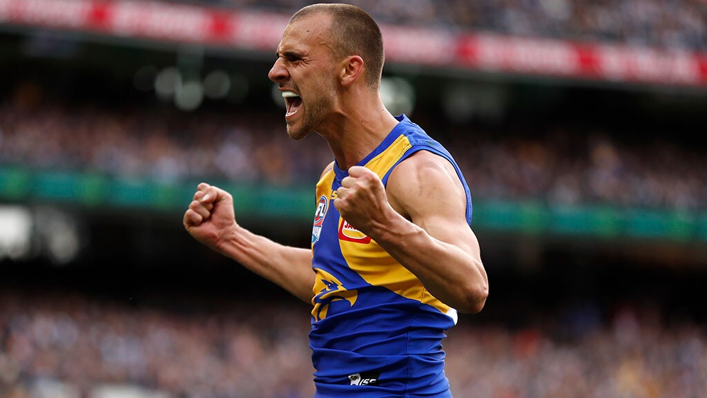 sheed090119.jpg Dom Sheed celebrates after kicking the premiership-winning goal - AFL,West Coast Eagles,Dom Sheed,Grand Final